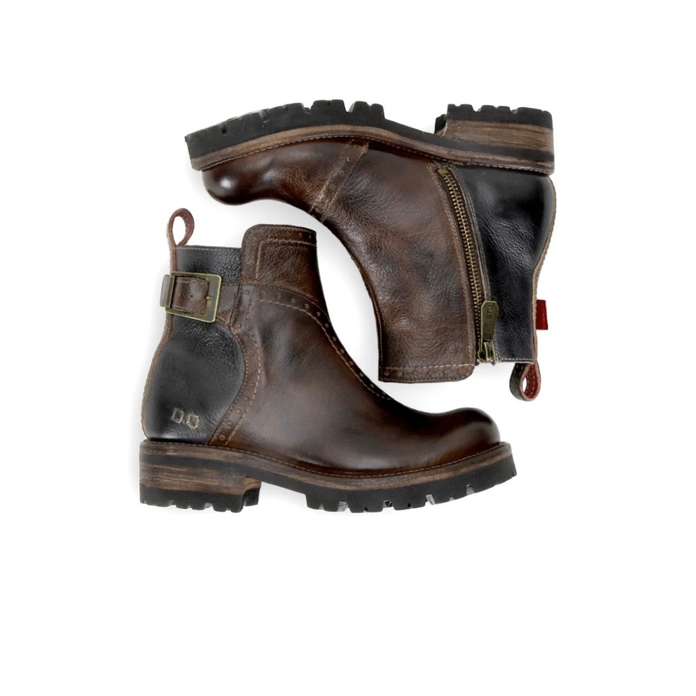 Bed Stu Manchester II Brown Black Leather Lug Sole Ankle Boots Women 7.5